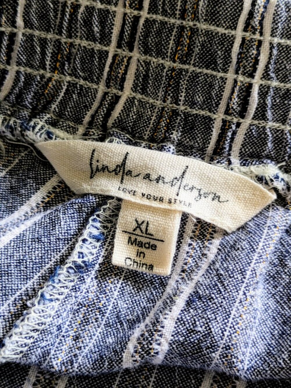Linda Anderson XL Black Grey Gold Metal Stripe Linen Blend Coastal Grandma Pants - Picture 6 of 7